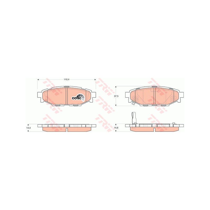 Jeu de quatre plaquettes de frein à disque TRW
