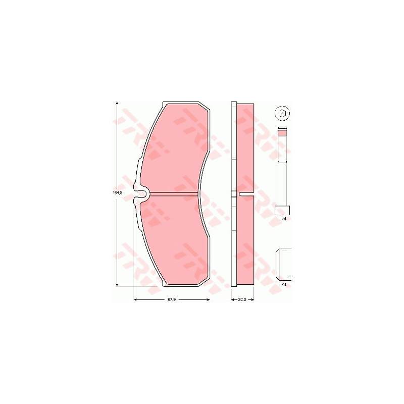 Jeu de quatre plaquettes de frein à disque TRW