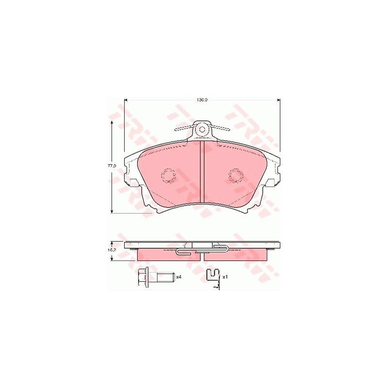 Jeu de quatre plaquettes de frein à disque TRW