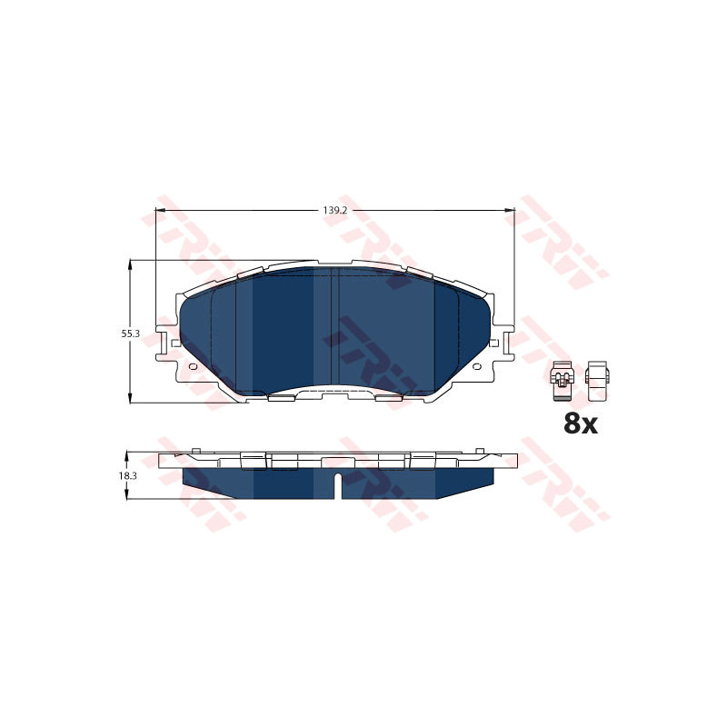 Jeu de quatre plaquettes de frein à disque TRW