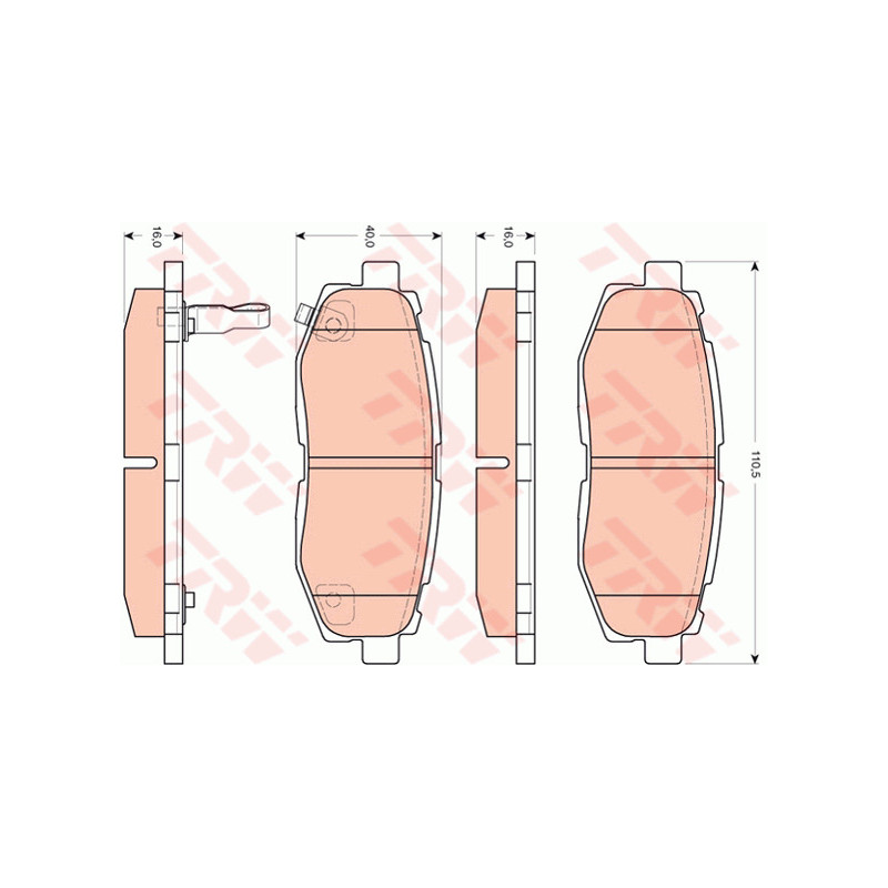 Jeu de quatre plaquettes de frein à disque TRW