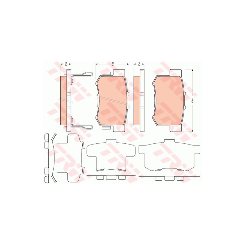 Jeu de quatre plaquettes de frein à disque TRW