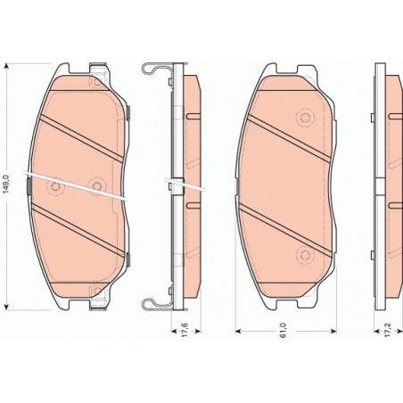 Jeu de quatre plaquettes de frein à disque TRW
