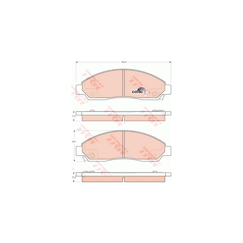 Jeu de quatre plaquettes de frein à disque TRW
