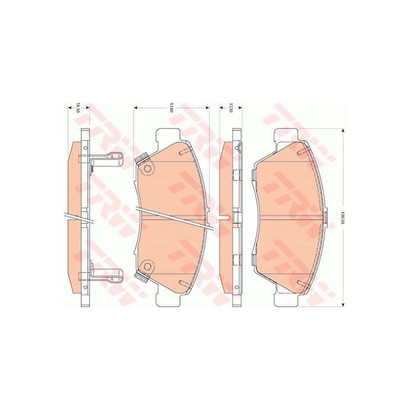 Jeu de quatre plaquettes de frein à disque TRW