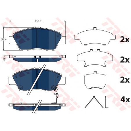 Jeu de quatre plaquettes de frein à disque TRW