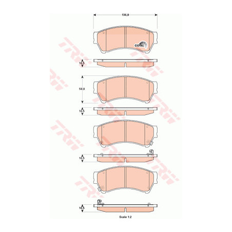 Jeu de quatre plaquettes de frein à disque TRW