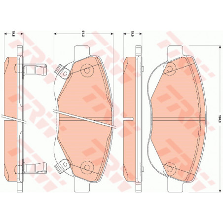 Jeu de quatre plaquettes de frein à disque TRW