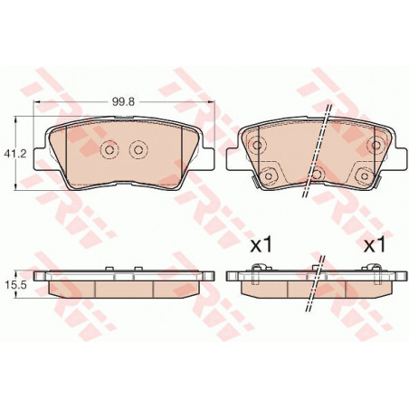 Jeu de quatre plaquettes de frein à disque TRW