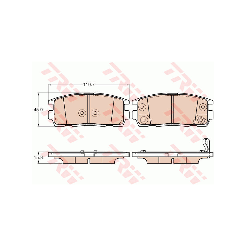Jeu de quatre plaquettes de frein à disque TRW