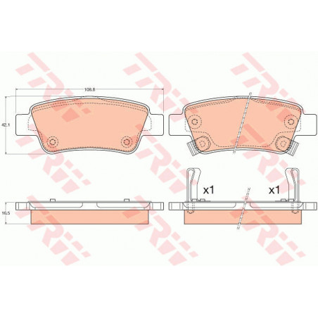 Jeu de quatre plaquettes de frein à disque TRW