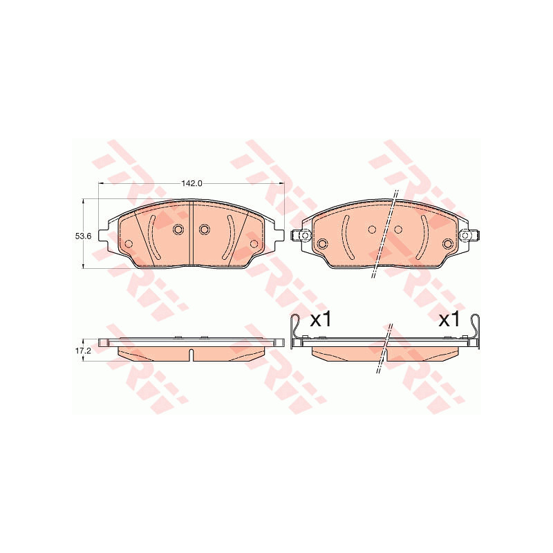 Jeu de quatre plaquettes de frein à disque TRW