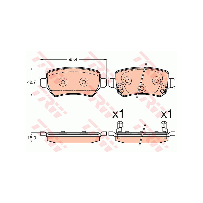Jeu de quatre plaquettes de frein à disque TRW