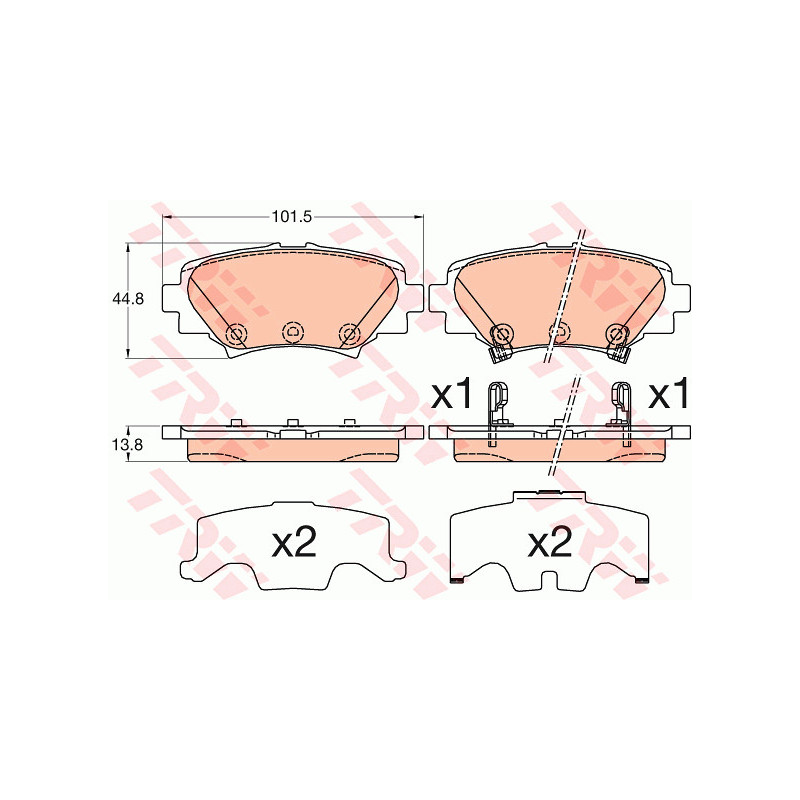 Jeu de quatre plaquettes de frein à disque TRW