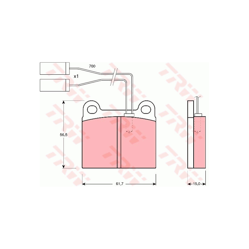 Jeu de quatre plaquettes de frein à disque TRW