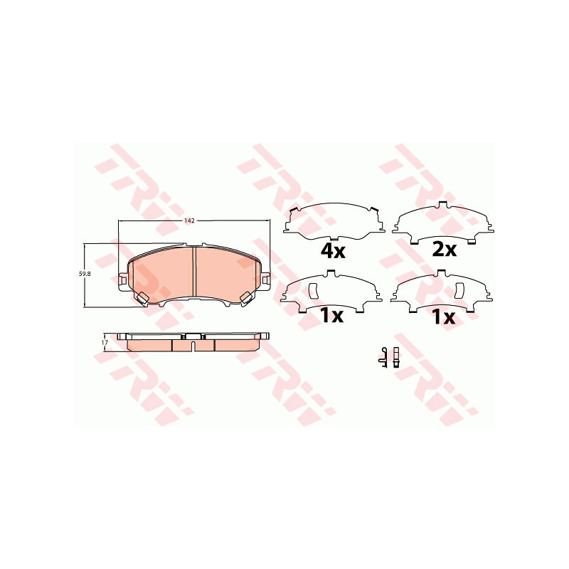 Jeu de quatre plaquettes de frein à disque TRW