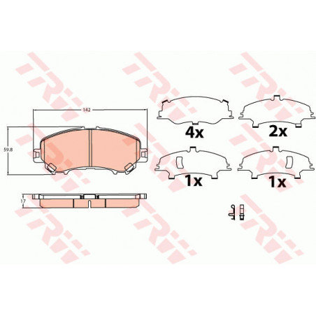 Jeu de quatre plaquettes de frein à disque TRW