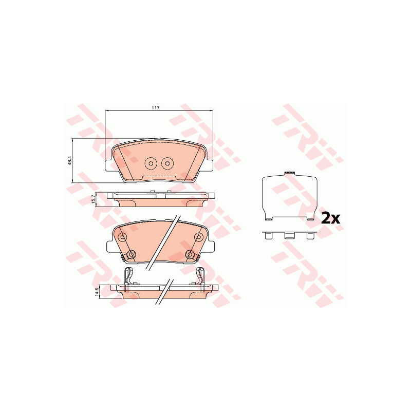 Jeu de quatre plaquettes de frein à disque TRW