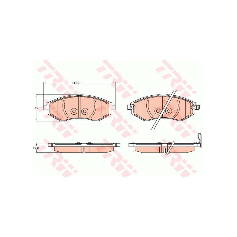 Jeu de quatre plaquettes de frein à disque TRW