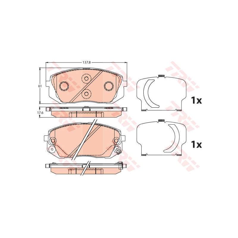 Jeu de quatre plaquettes de frein à disque TRW