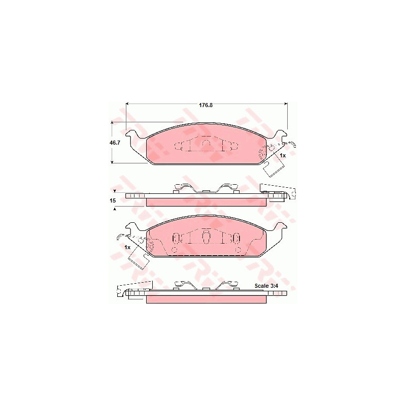 Jeu de quatre plaquettes de frein à disque TRW