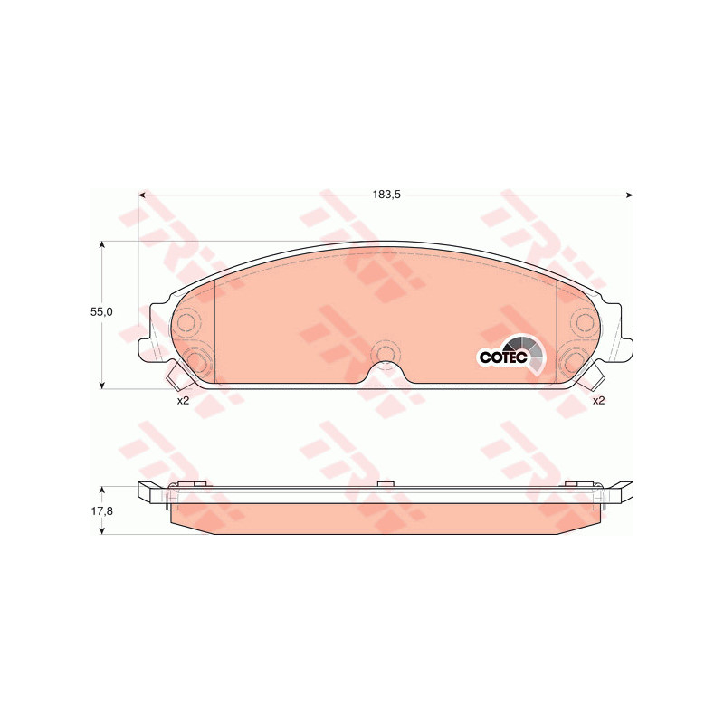 Jeu de quatre plaquettes de frein à disque TRW