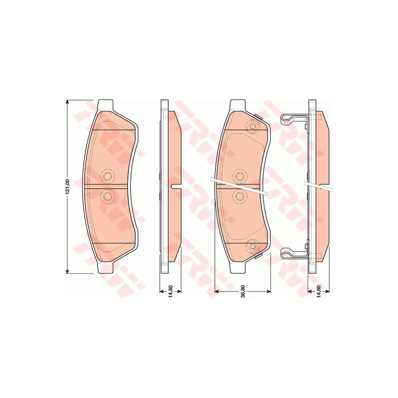Jeu de quatre plaquettes de frein à disque TRW