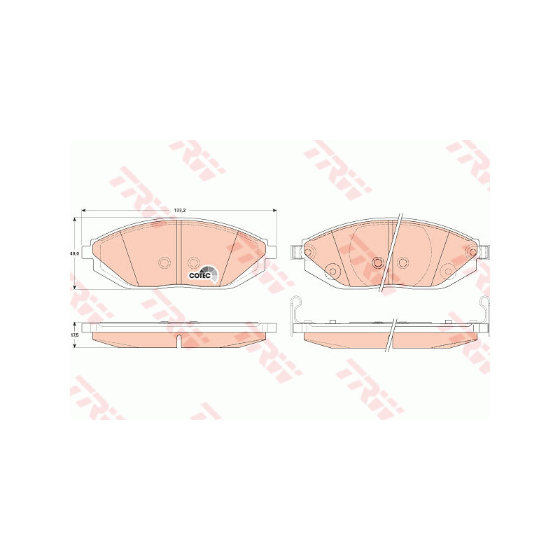 Jeu de quatre plaquettes de frein à disque TRW