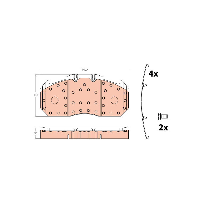 Jeu de quatre plaquettes de frein à disque TRW