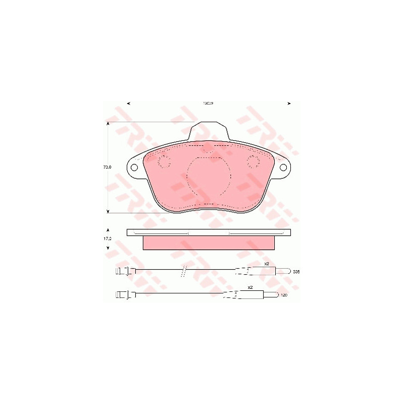 Jeu de quatre plaquettes de frein à disque TRW