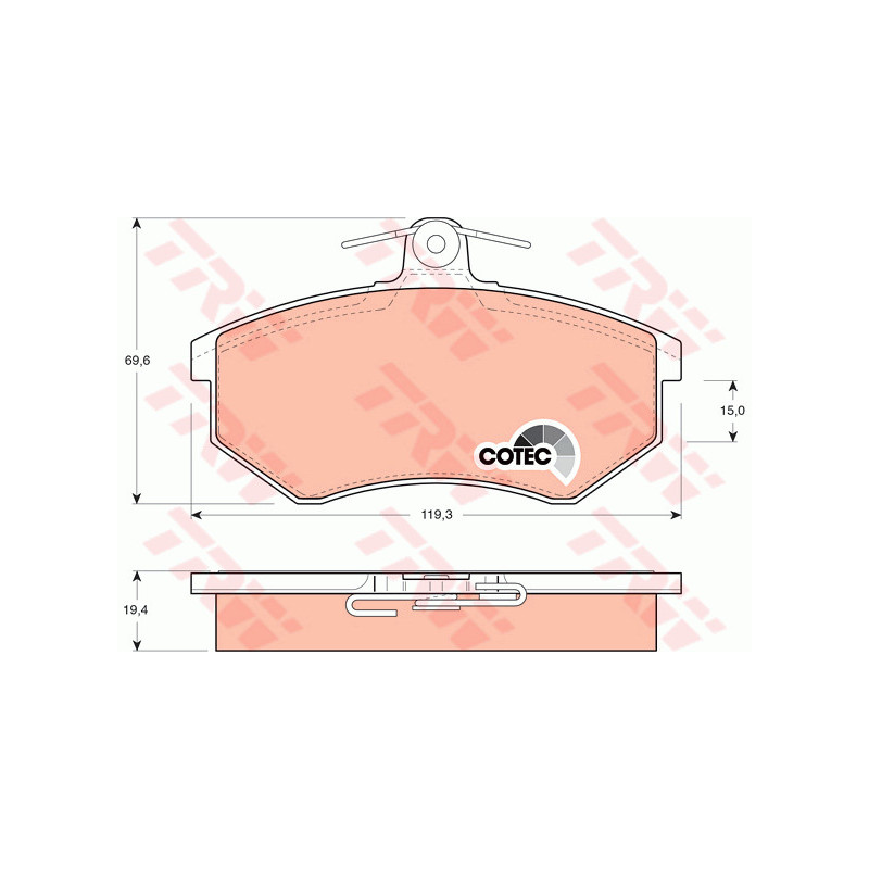 Jeu de quatre plaquettes de frein à disque TRW