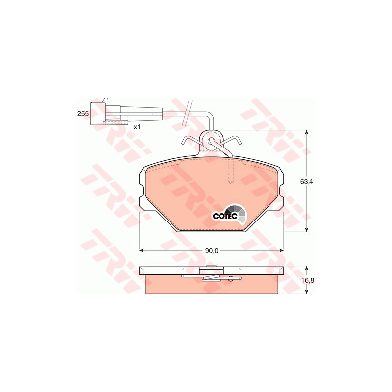 Jeu de quatre plaquettes de frein à disque TRW