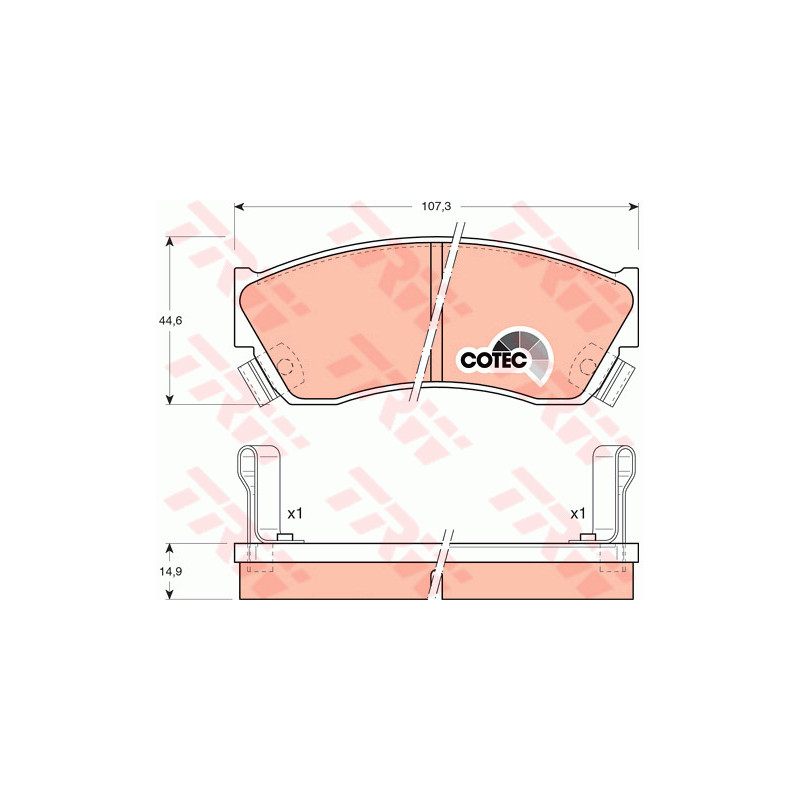 Jeu de quatre plaquettes de frein à disque TRW
