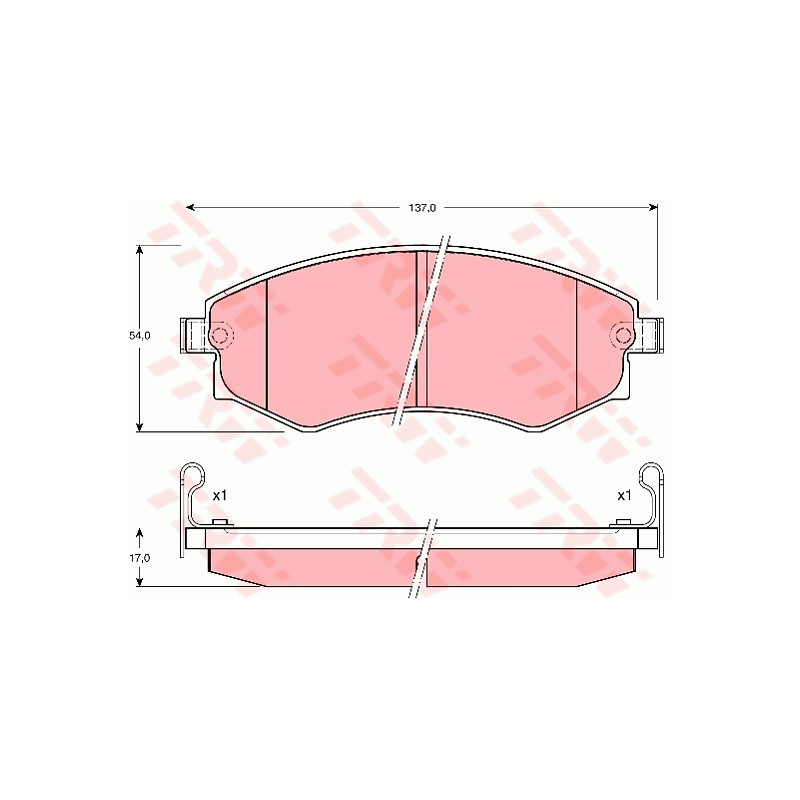 Jeu de quatre plaquettes de frein à disque TRW