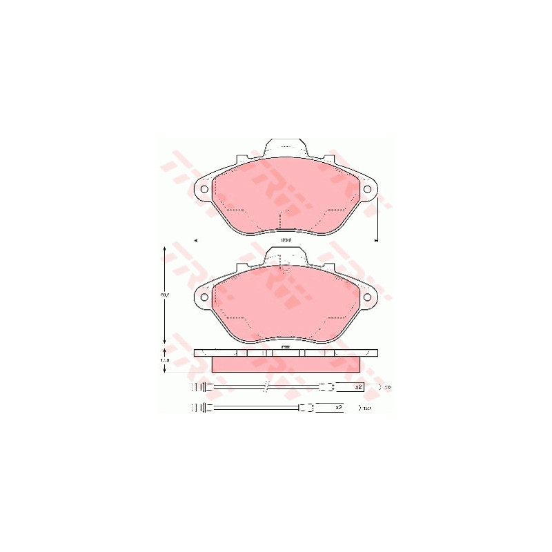 Jeu de quatre plaquettes de frein à disque TRW
