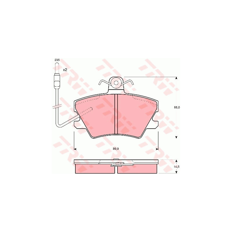 Jeu de quatre plaquettes de frein à disque TRW