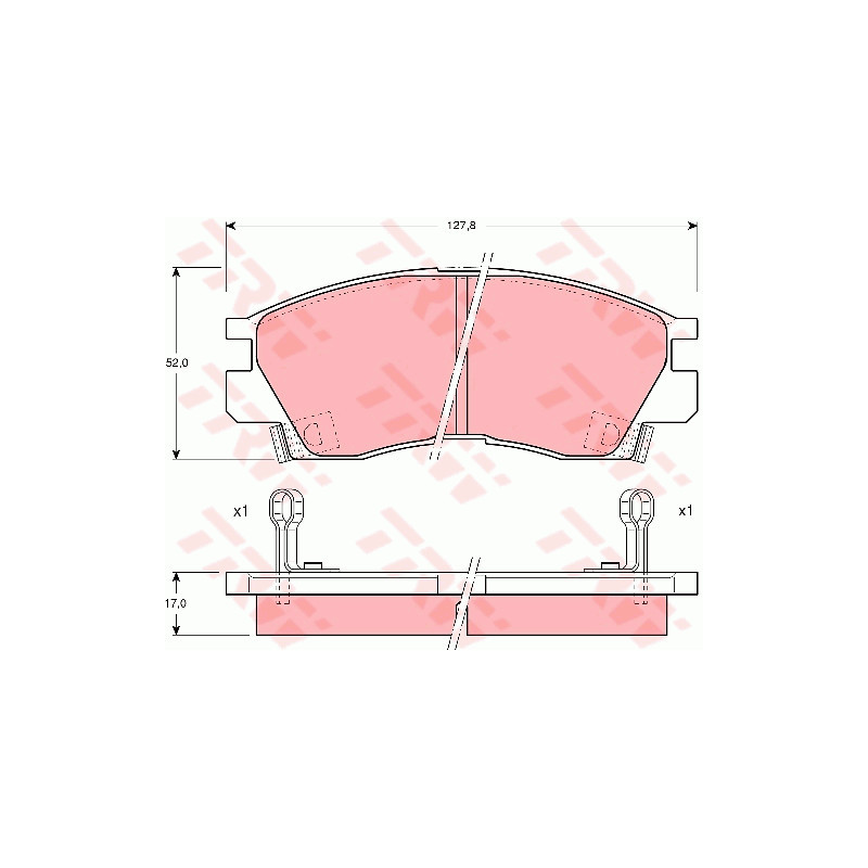 Jeu de quatre plaquettes de frein à disque TRW