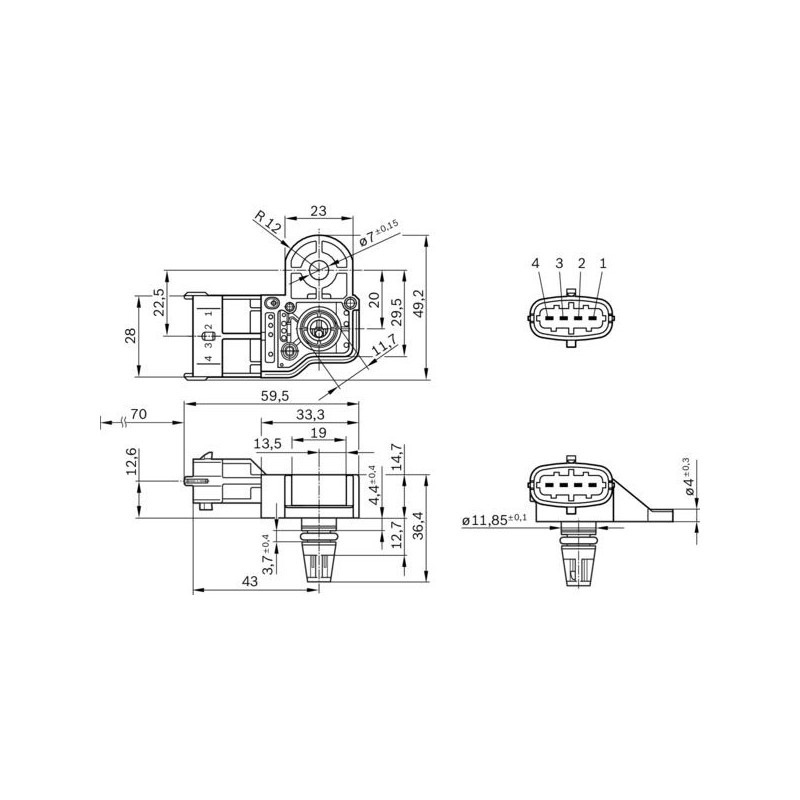 Capteur (pression du tuyau d'admission) BOSCH
