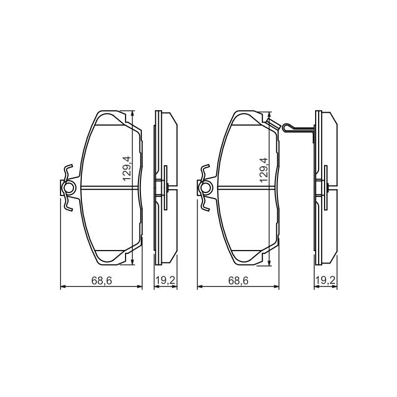 Jeu de quatre plaquettes de frein à disque BOSCH