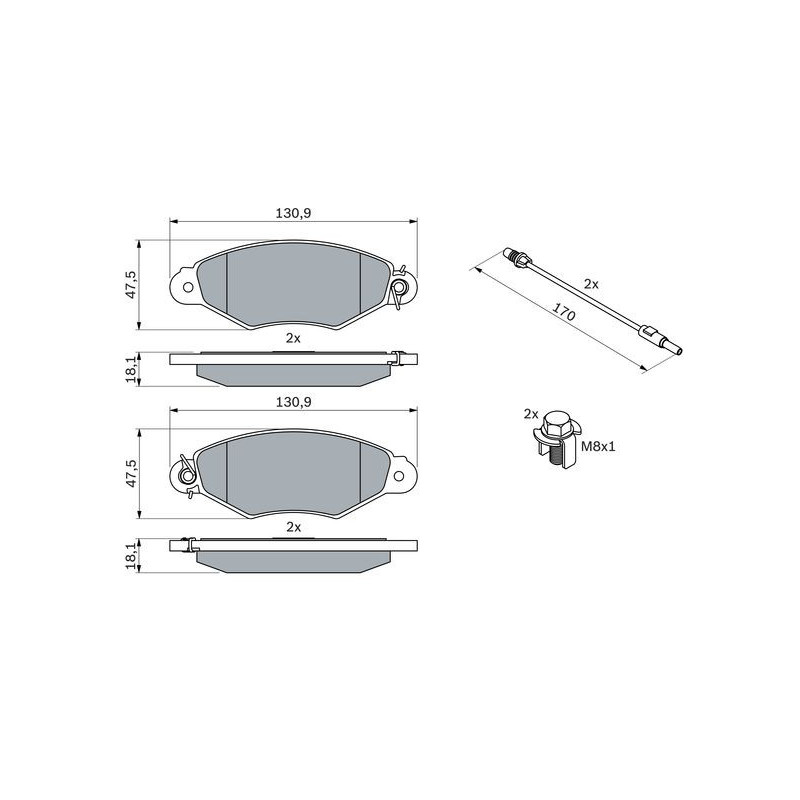 Jeu de quatre plaquettes de frein à disque BOSCH