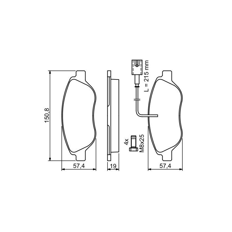 Jeu de quatre plaquettes de frein à disque BOSCH