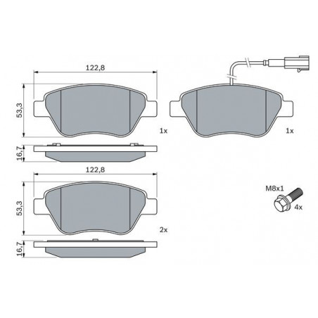 Jeu de quatre plaquettes de frein à disque BOSCH