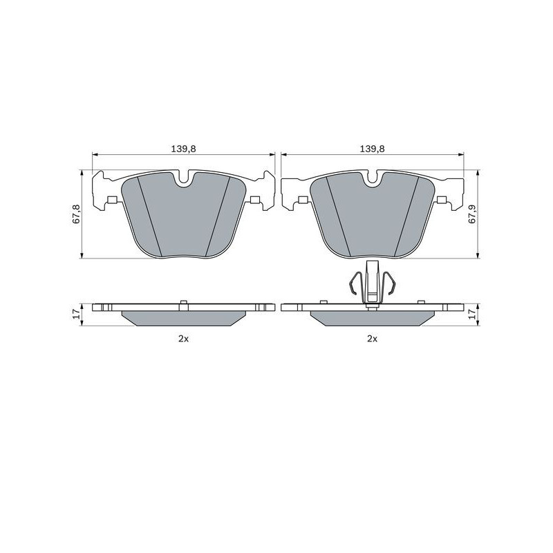 Jeu de quatre plaquettes de frein à disque BOSCH