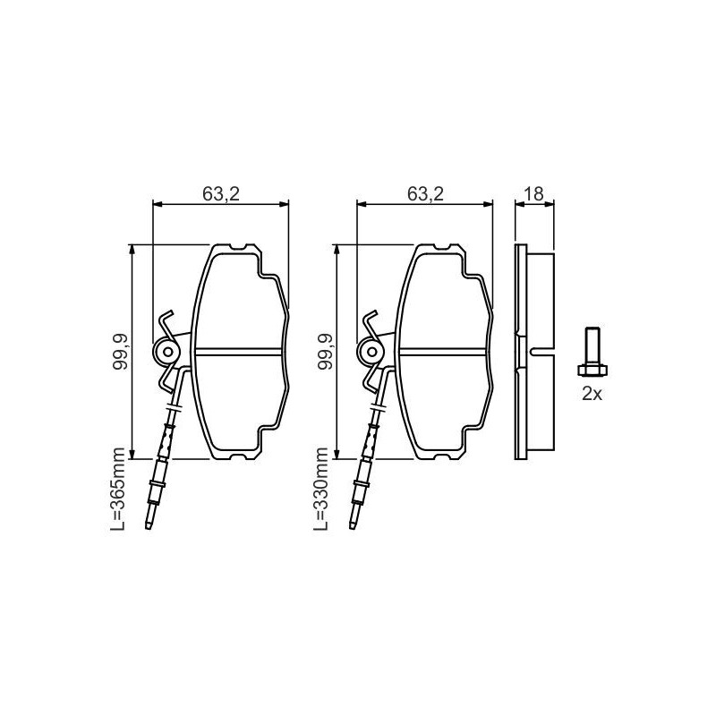 Jeu de quatre plaquettes de frein à disque BOSCH
