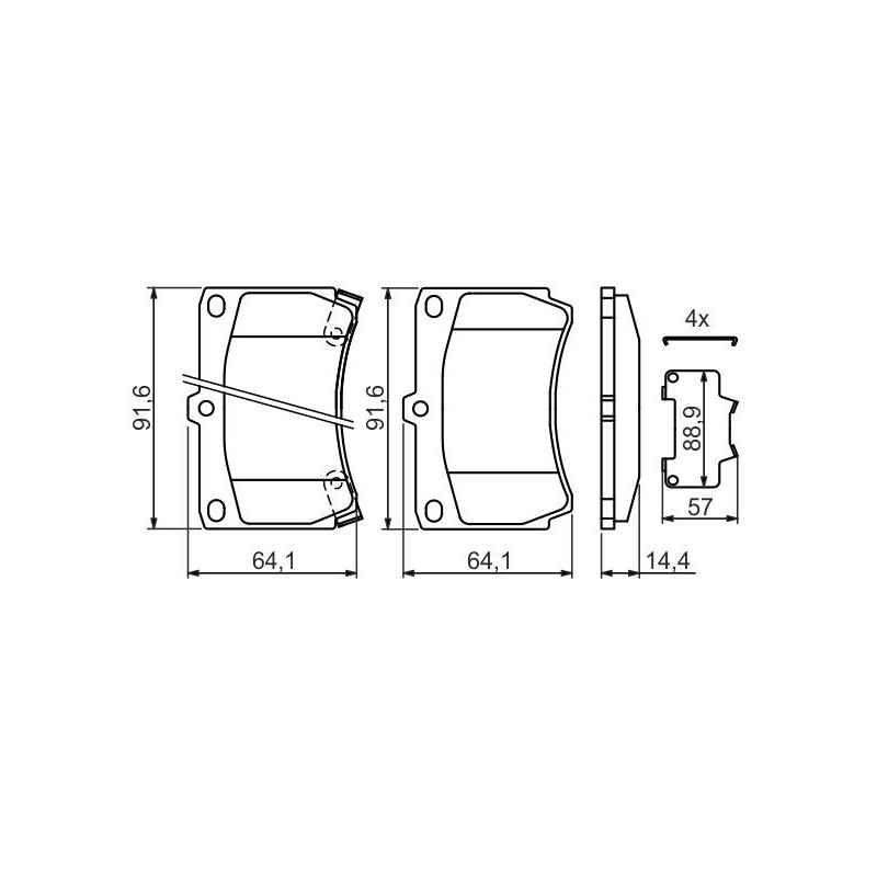 Jeu de quatre plaquettes de frein à disque BOSCH