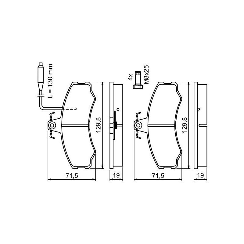 Jeu de quatre plaquettes de frein à disque BOSCH