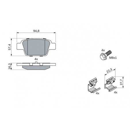 Jeu de quatre plaquettes de frein à disque BOSCH