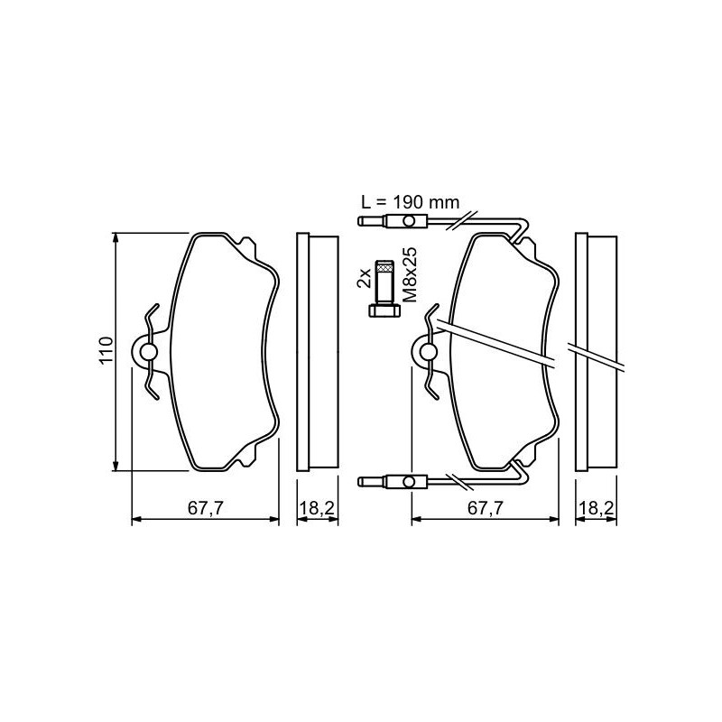 Jeu de quatre plaquettes de frein à disque BOSCH