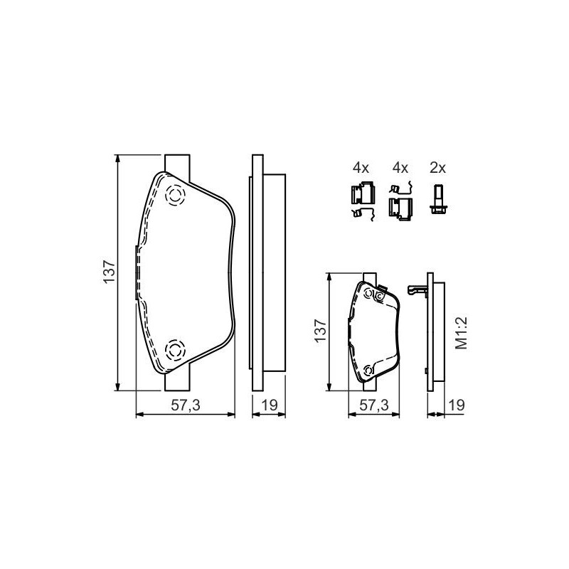Jeu de quatre plaquettes de frein à disque BOSCH