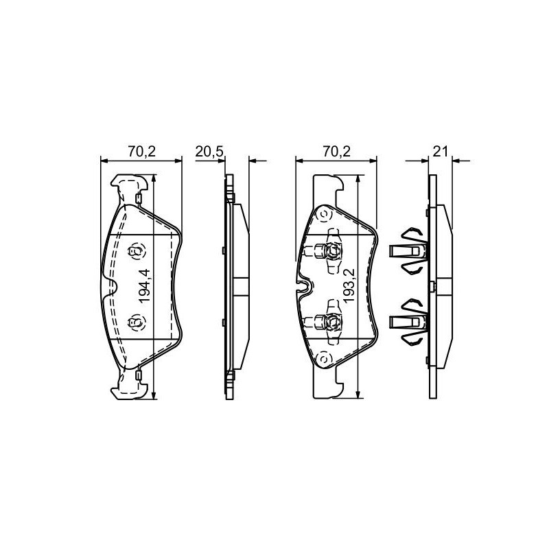 Jeu de quatre plaquettes de frein à disque BOSCH
